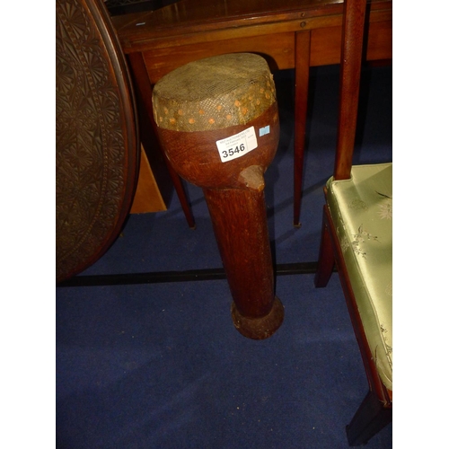 3546 - A carved wooden tall bongo drum