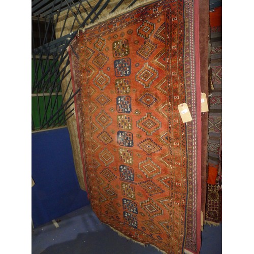 3343 - Brown and red ground oriental rug 190cm 110cm