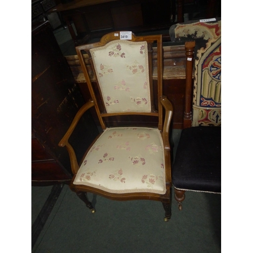 3419 - 1 Edwardian inlaid wooden chair