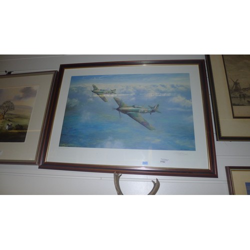 3192 - A framed limited edition print of two Hawker Hurricanes by Roy Cross titled 'The Other Few' signed b... 