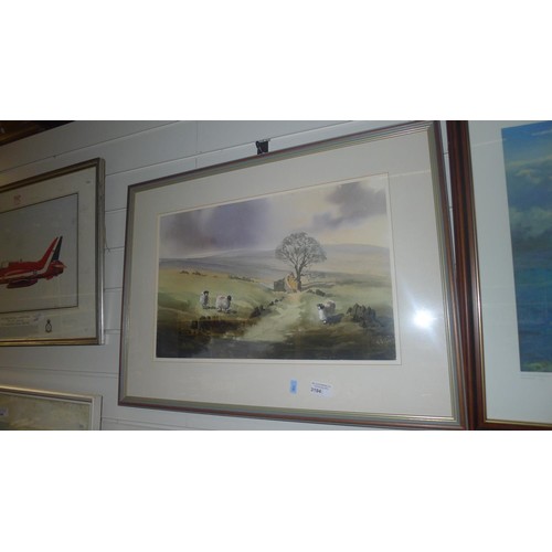 3194 - 1 framed watercolour by Donald Crossley (1932-2014) title Bronte Moors approx 12 x 19 inches