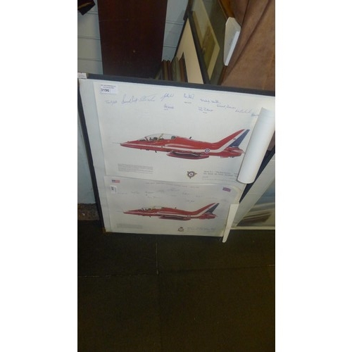 3196 - 2 unframed multi signed limited edition Red Arrows prints by Dugald Cameron, one is signed by the 19... 