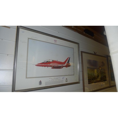 3197 - A framed multi signed limited edition Red Arrows print by Dugald Cameron  signed by nine Red Arrows ... 