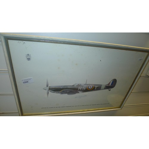 3206 - A vintage framed Keith Broomfield RAF Museum Appeal print signed in ink by Wing Commander Robert 'Bo... 