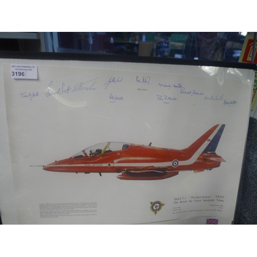 3196 - 2 unframed multi signed limited edition Red Arrows prints by Dugald Cameron, one is signed by the 19... 