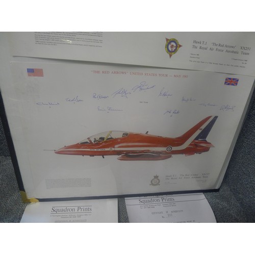 3196 - 2 unframed multi signed limited edition Red Arrows prints by Dugald Cameron, one is signed by the 19... 