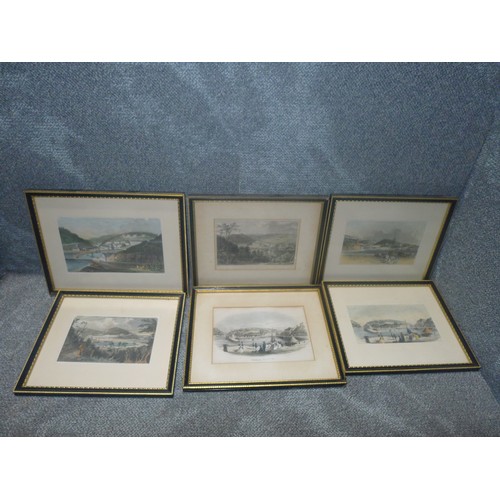 3377 - 21 various small framed vintage prints mainly of Dartmouth. Contents of 2 shelves