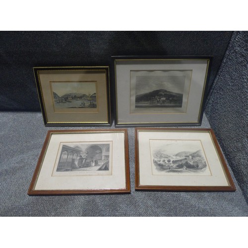 3377 - 21 various small framed vintage prints mainly of Dartmouth. Contents of 2 shelves