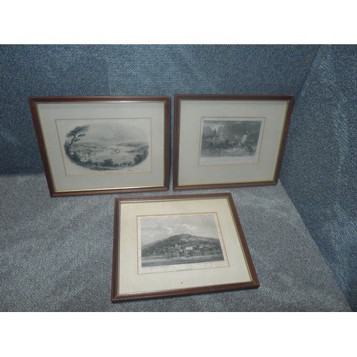 3377 - 21 various small framed vintage prints mainly of Dartmouth. Contents of 2 shelves