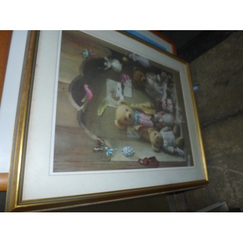 3373 - A quantity of various framed pictures and prints. Contents of 1 wheeled cage which is not included