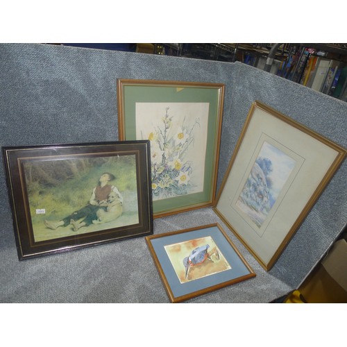 3374 - A quantity of various framed pictures and prints. Contents of 1 wheeled cage which is not included