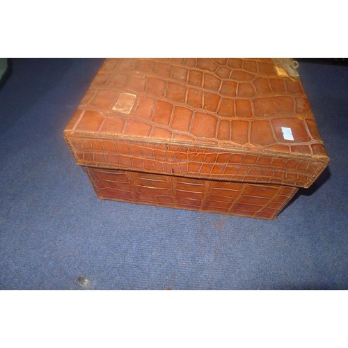 3507 - Two small vintage reptile skin effect suitcases