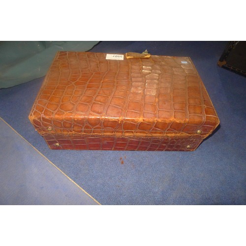 3507 - Two small vintage reptile skin effect suitcases