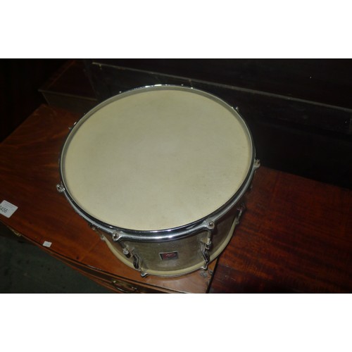 3090 - A partial drum kit with bass drum, three smaller drums, cymbals, stands and stool etc