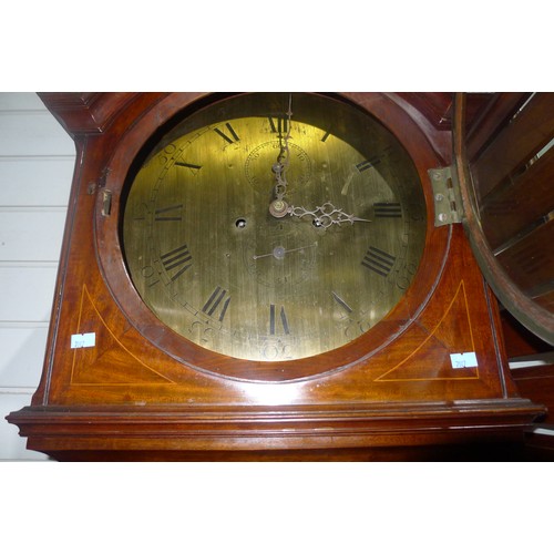 3356 - An 8 day grand father clock with circular brass face. Height 7ft 3 in.