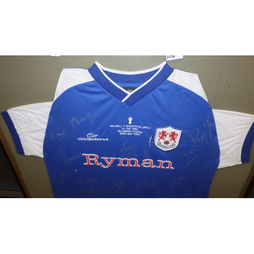 A framed & signed 2004 Millwall FC shirt
