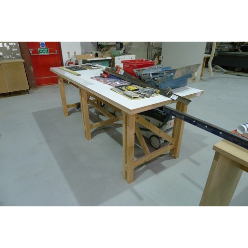 65 - 1 wooden work bench approx 244 x 91cm