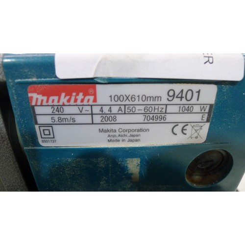 76 - A Makita belt sander type 9401, 100 x 610mm, 240v supplied with several spare sanding belts