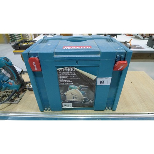 85 - A Makita plunge cut circular saw type SP6000, 240v supplied with a Systainer case and 2 x 140cm Maki... 