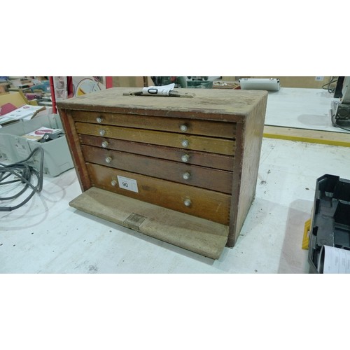 90 - A small wooden five drawer tool chest by Union approx 46 x 21 x 29cm high - Please see photographs f... 