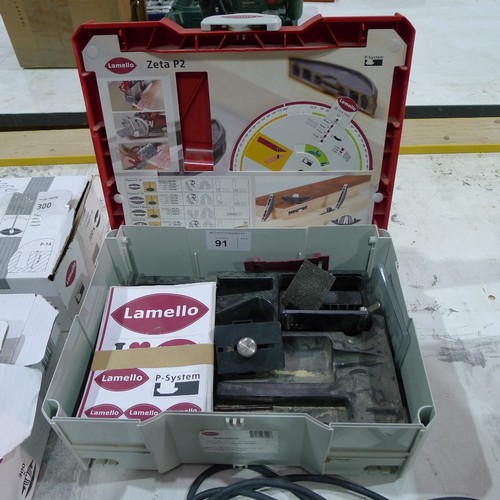 91 - 1 Lamello Zeta P2 biscuit jointer for P System connectors, 240v,  in a Systainer plastic case and su... 