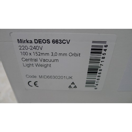 93 - 1 Mirka DEOS 663CV sander 240v and a quantity of Mirka Abranet triangle sanding disks