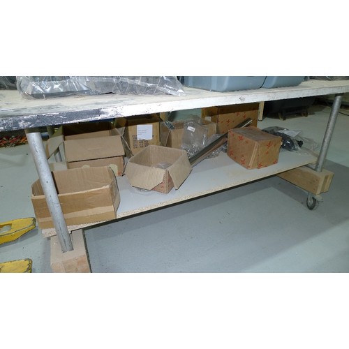 98 - A quantity of various items including black plastic kitchen cabinet legs, hinges, cam inserts etc