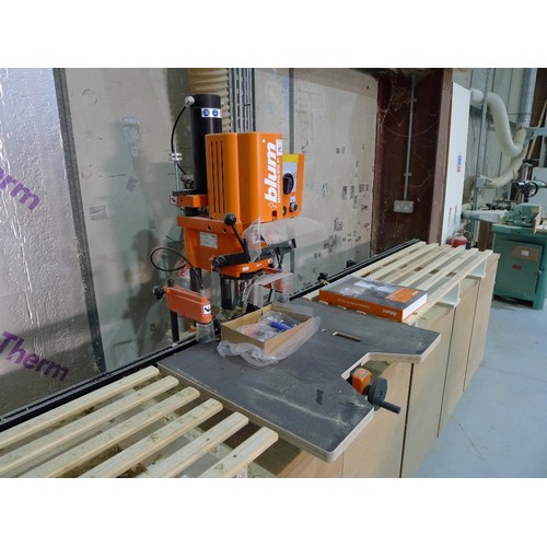 100 - A Blum drill and insertion machine type Minipress P,  serial number JC10061, 240v fitted to a 411cm ... 