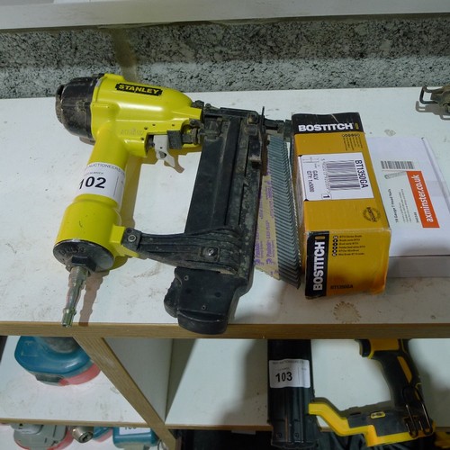 102 - 1 Stanley pneumatic stapler / brad nailer model APC-2in1 and 1 other pneumatic brad nailer (no make ... 