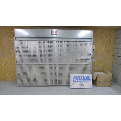 115 - A dry back spray booth filter / extractor by RDM approx 310cm wide x 230cm high. The extraction fan ... 