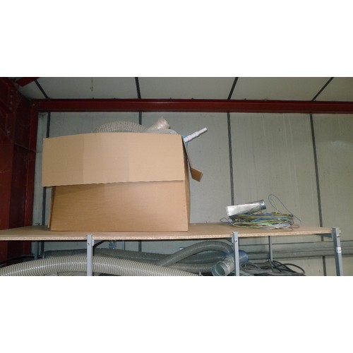 124 - A quantity of various items including dust extraction ducting, metal trunking, a length of metal box... 