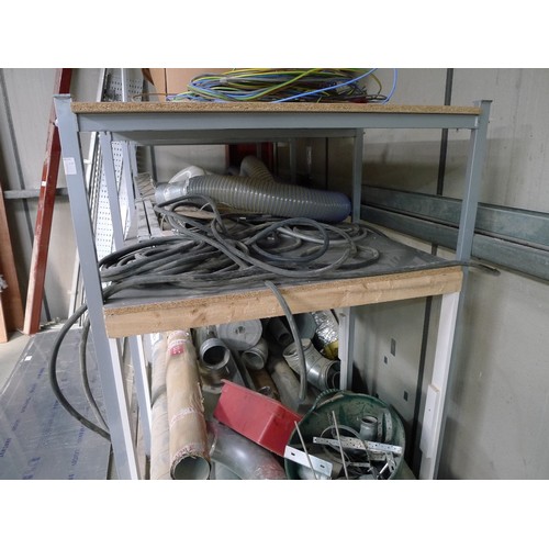 124 - A quantity of various items including dust extraction ducting, metal trunking, a length of metal box... 