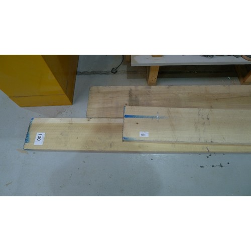 130 - 3 wood boards comprising at approx 434 cm long x 30cm wide x 3.5cm thick, 1 at approx 480cm long x 2... 