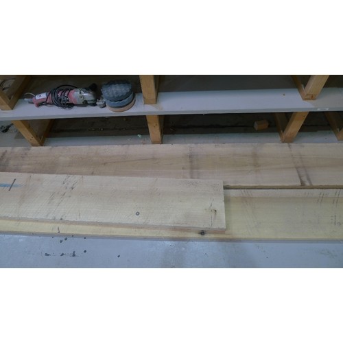 130 - 3 wood boards comprising at approx 434 cm long x 30cm wide x 3.5cm thick, 1 at approx 480cm long x 2... 