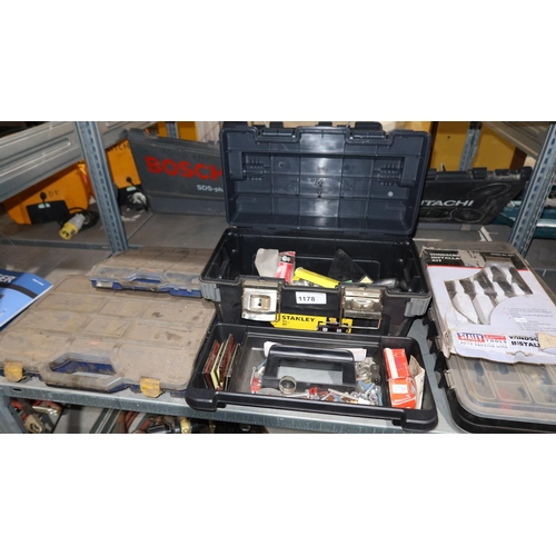 1178 - A quantity of various items including a wind screen installation kit, a tool box with various tools,... 