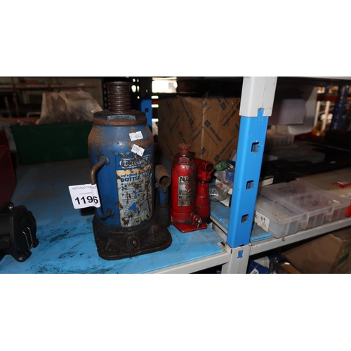 1196 - 1 Draper 20 ton hydraulic bottle jack and a 2 ton hydraulic bottle jack - No handles included