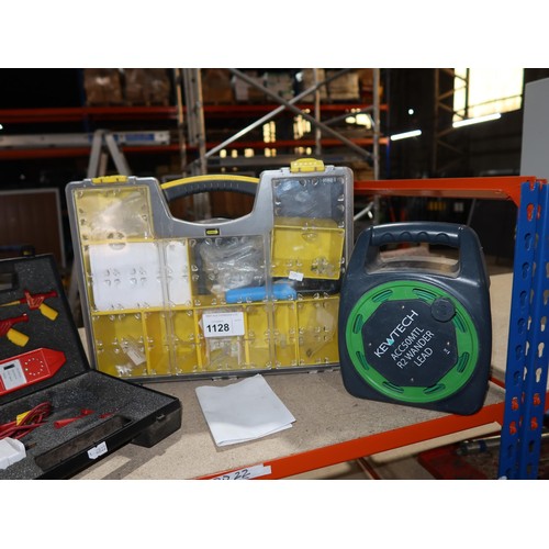 1128 - A 3M Scotchtrak circuit tracer, 2 Stanley cases containing various electrical related items / crimpe... 