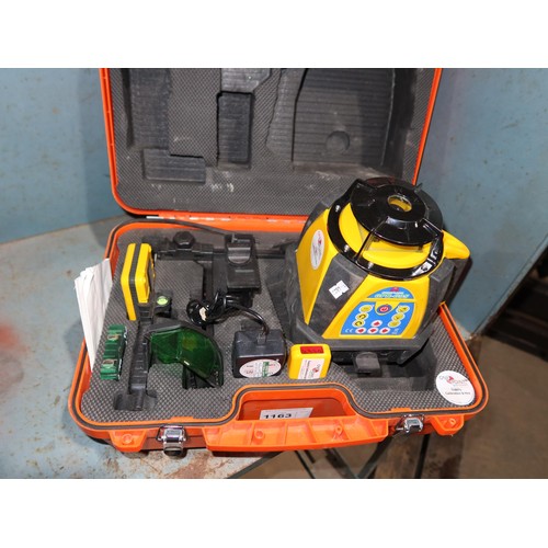 1163 - A rotary laser level kit by GPI type GPR-G95 supplied with various accessories in a orange plastic c... 