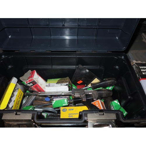 1178 - A quantity of various items including a wind screen installation kit, a tool box with various tools,... 