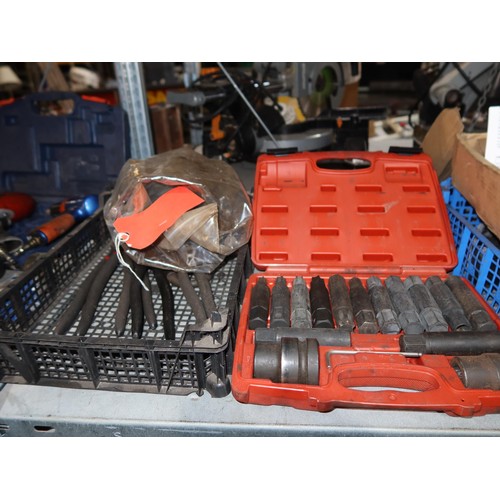 1181 - A quantity of various items including a Sealey impact socket bit set, piston ring sleeves, a rivet g... 