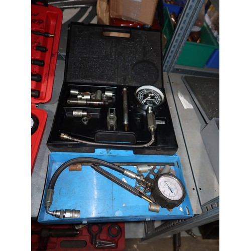 1185 - A Gunson common rail flow meter set, a Sealey master compression test kit (petrol and diesel) and 2 ... 