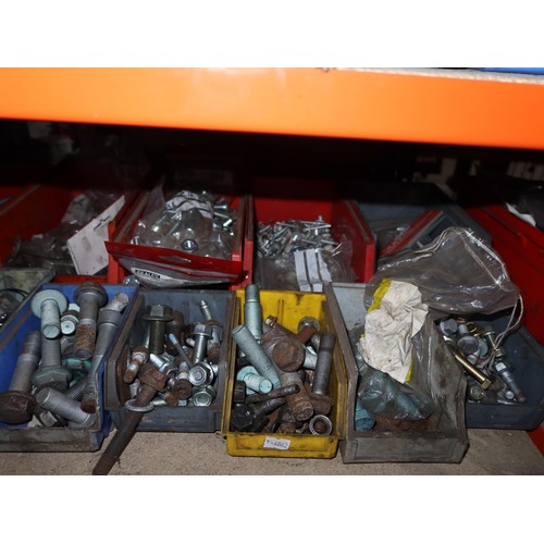 1207 - A quantity of plastic Lin type storage bins containing various auto related and other items includin... 