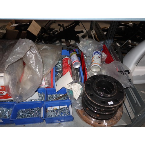 1216 - A quantity of Lin type plastic storage bins containing a quantity of various plumbing related and ot... 