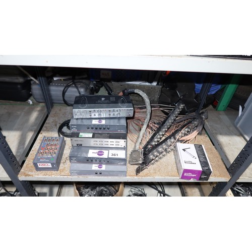 361 - A quantity of various items including a 4 channel DMX dimmer pack, a Snell and Wilcox audio video di... 