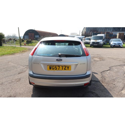 1718 - Ford Focus Style 5 dr Hatchback, silver, Reg WG57 TZY , 1st reg 31/12/2007, 5 spd manual petrol 1596... 