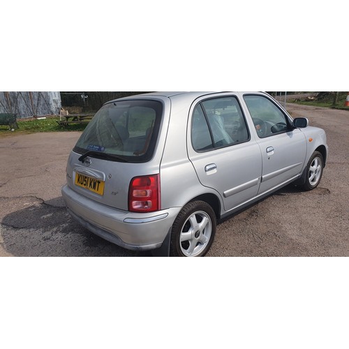 1721 - Nissan Micra SE, 5 dr hatch Silver, Reg KU51 KWT, 01/09/2001, 5 spd manual petrol 1348cc, MoT NONE E... 