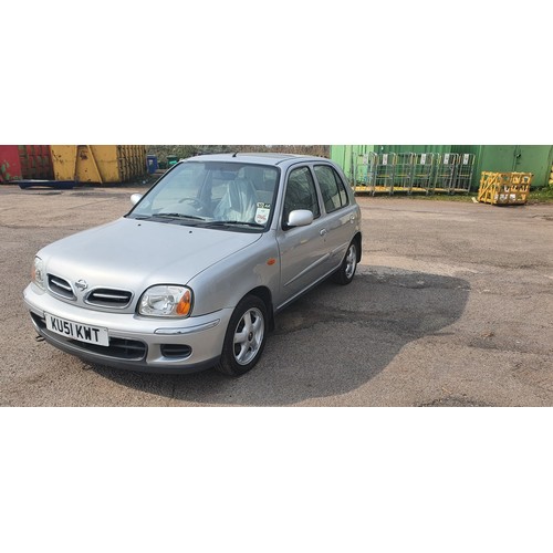 1721 - Nissan Micra SE, 5 dr hatch Silver, Reg KU51 KWT, 01/09/2001, 5 spd manual petrol 1348cc, MoT NONE E... 