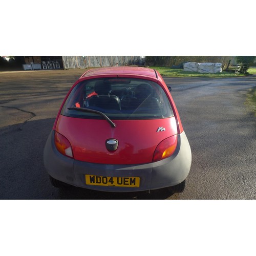 1722 - Ford KA, Red 3 dr Hatchback, Reg; WD04 UEM, 1st Reg 31/07/2004, 5 spd manual petrol, 1297cc, MoT to ... 