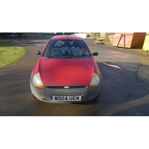 1722 - Ford KA, Red 3 dr Hatchback, Reg; WD04 UEM, 1st Reg 31/07/2004, 5 spd manual petrol, 1297cc, MoT to ... 