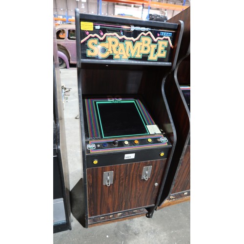 3005 - 1 vintage arcade cabinet video game machine by BG Video type Scramble  - No CRT monitor, back panel ... 